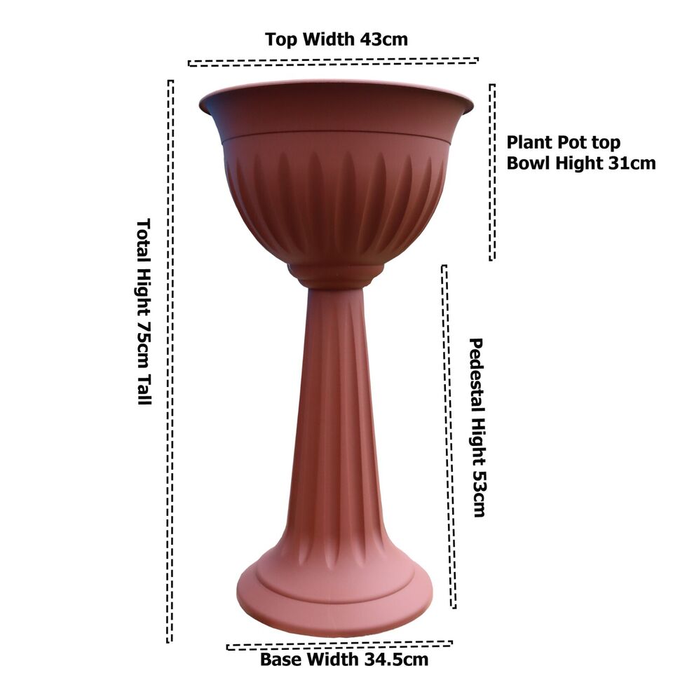 Terracotta Urn Plant Pot Outdoor Garden Round Plastic Planter Water Feature 75cm