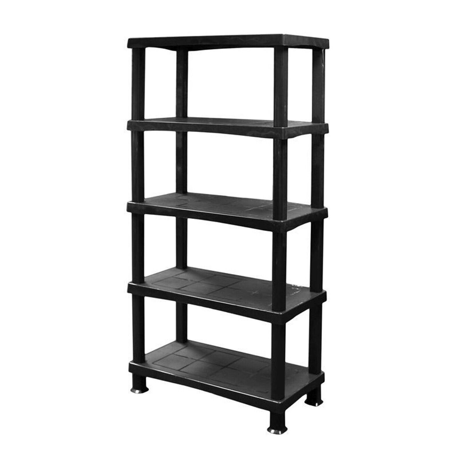 5 Tier Plastic Shelving Unit Storage Racking Shelves Home Garage Shed Warehouse